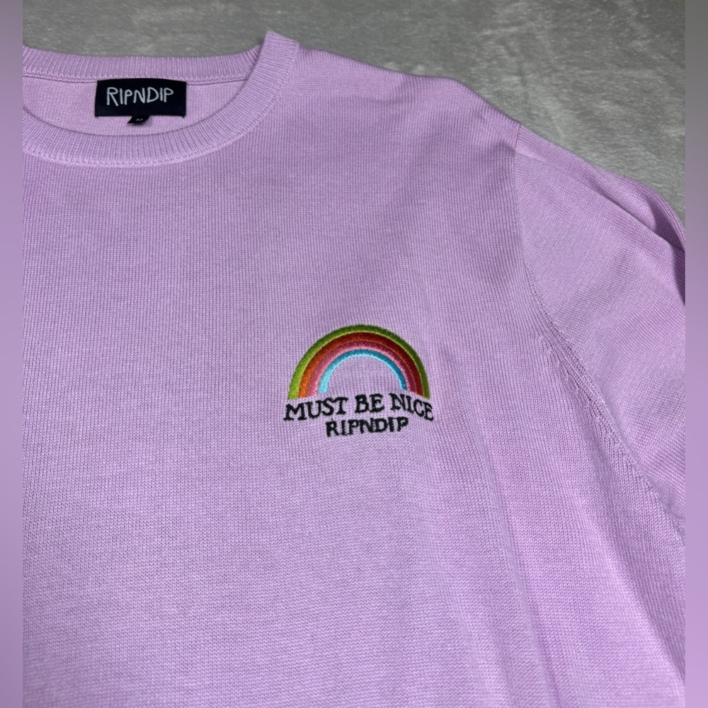 RIPNDIP My Little Nerm Knitted Rainbow Cat Unicorn Lavender Purple Sweater M - Picture 6 of 16